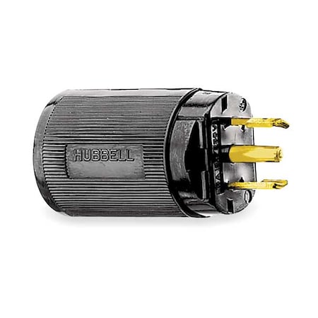 Hubbell Wiring Device-Kellems Midget Locking Plug, ML3-15P, 15 A, 125/250V AC, Single Phase, 3 Pole, Screw Terminals, Black HBL7485V