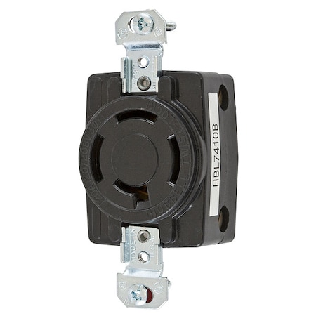 Hubbell Wiring Device-Kellems Locking Receptacle, Non-NEMA, 20 A, 120/208V AC, Three Phase, 4 Pole, Flush Mount, Screw Terminals HBL7410B