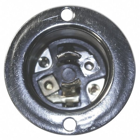 Hubbell Wiring Device-Kellems Midget Flanged Locking Inlet, 15 A, 125V AC, Single Phase, 2 Pole, Screw Terminals, Black HBL7467