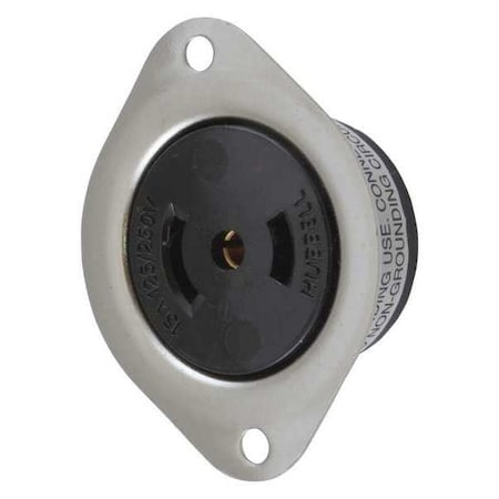 Hubbell Wiring Device-Kellems Midget Flanged Locking Receptacle, ML-3R, 15 A, 125/250V AC, Single Phase, 3 Pole, Screw Terminals HBL7487