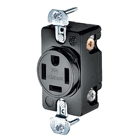 Hubbell Wiring Device-Kellems Straight Blade Receptacle, 14-20R, 20 A, 125/250V AC, 3 Pole, 4 Wire, Flush Mount, Grounded HBL8410
