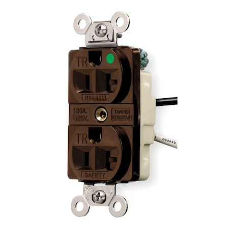 Hubbell Wiring Device-Kellems Duplex Straight Blade Receptacle, 5-15R, 15 A, 125V AC, 2 Pole, 3 Wire, Flush Mount, Grounded HBL8200SGA