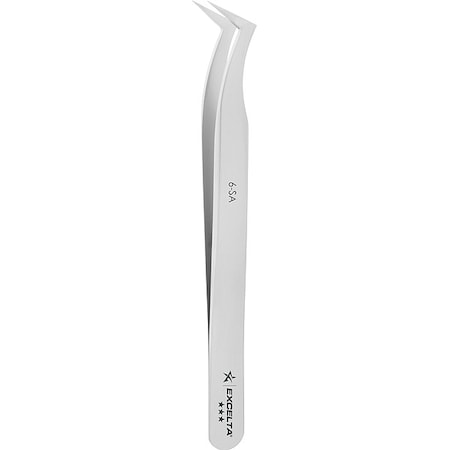 Excelta Tweezers, SS, 4 1/2" L, Bent, Point 6-SA