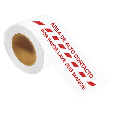 BRADY Spanish Area De Alto Contacto Floor Tape, 100 ft Height, 4 in Width, Polyester, English 170548