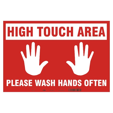 Zoro Select High Touch Area Floor Sign, 14 in H, 18 in W, Vinyl, Rectangle, English, SGF408T1218 SGF408T1218
