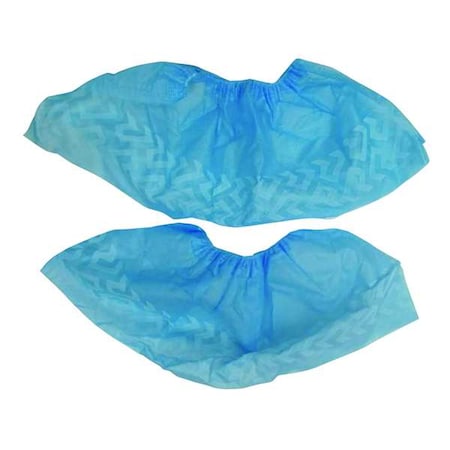 Condor Shoe Covers, Polypropylene, Slip Resistant, 6 in Overall Height, Elastic Closure, Blue, PK100 60EE99