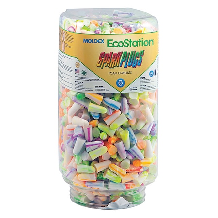 Moldex Sparkplugs Ear Plug Dispenser Refill, Foam, Bullet, 33 dB NRR, Uncorded, 500 Pairs Per Pkg 6704