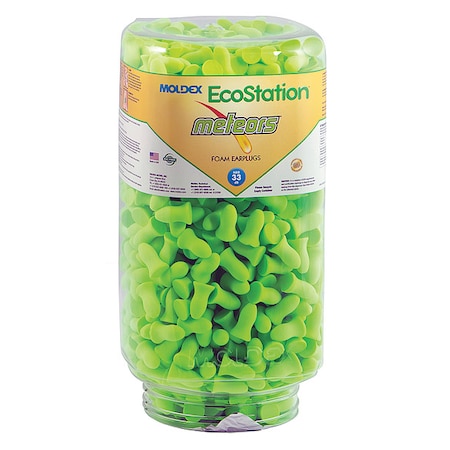 MOLDEX Disposable Uncorded Ear Plug Dispenser Refill, Bell Shape, 33 dB, 500 Pairs, Green 6708