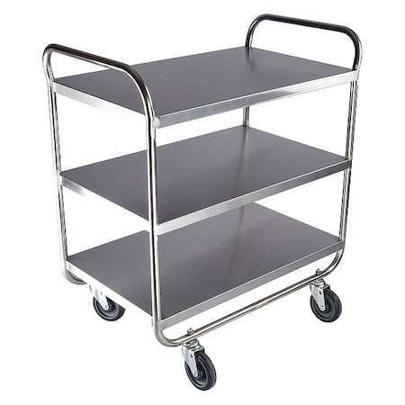Zoro Select Utility Cart, Stainless Steel, 500 lb Load Capacity, 36 in L, 23 in W, 40 1/8 in H, No Handle Handle 60EF11
