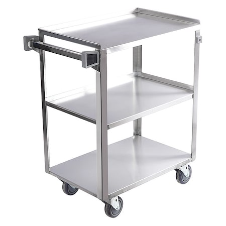 Zoro Select Utility Cart, Stainless Steel, 300 lb Load Capacity, 27 1/2 in L, 16 1/4 in W, 32 1/8 in H 60EF12