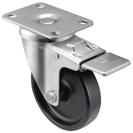Shepherd Hardware 3" X 1-1/4" Non-Marking Polyolefin Swivel Caster, Top Lock Brake, Loads Up To 250 lb PGT30120ZN-POD01(KK)