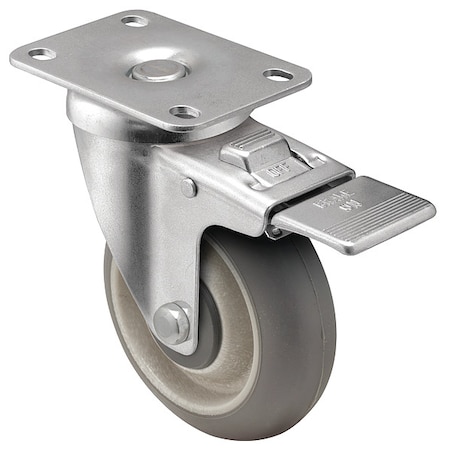 Shepherd Hardware 4" X 1-1/4" Non-Marking Monotech (Donut) Swivel Caster, Top Lock Brake, Loads Up To 250 lb PGT40120ZN-DMT32(GG)