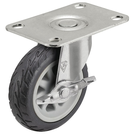 Shepherd Hardware 3" X 13/16" Rubber No-Matic Swivel Caster, Side Brake, Loads Up To 110 lb PRE30120ZN-NOMB