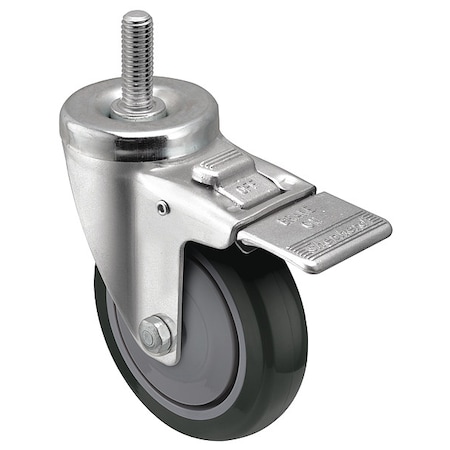 Shepherd Hardware 3" X 1-1/4" Non-Marking Polyurethane Swivel Caster, Top Lock Brake, Loads Up To 250 lb PGT30748ZN-TPU33(GG)