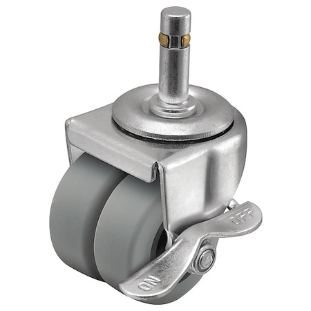 Shepherd Hardware 2" X 13/16" Non-Marking Rubber Thermoplastic Swivel Caster, Side Brake, Loads Up To 180 lb C0020273ZN-TPR01(GG)B