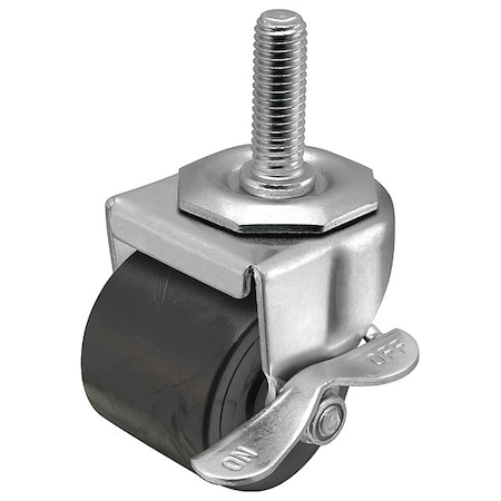 Shepherd Hardware 2" X 1-13/16" Non-Marking Polyolefin Log Swivel Caster, Side Brake, Loads Up To 300 lb C0020748ZN-POL01(KK)B