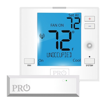 Pro1 Iaq Wireless Low Voltage Thermostat, 0 Programs, 2 Heat Pump or 1 Conventional H, 1 C, 18V AC T731WO