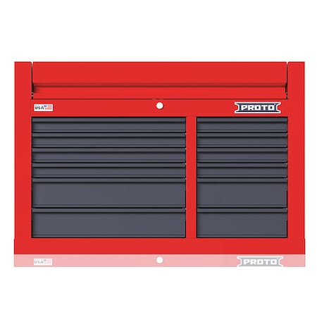 Proto Velocity Top Chest, 12 Drawer, Red/Gray, Steel, 42 in W x 22-1/2 in D x 28 in H JSTV4228CD12RG
