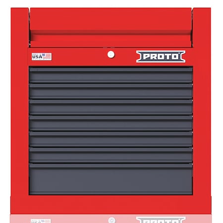 Proto Velocity Top Chest, 7 Drawer, Red/Gray, Steel, 27 in W x 22-1/2 in D x 28 in H JSTV2728CS07RG
