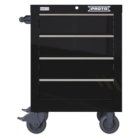 Proto Velocity Rolling Tool Cabinet, 4 Drawer, Black, Steel, 27 in W x 22-1/2 in D x 38-1/2 in H JSTV2739RS04BK
