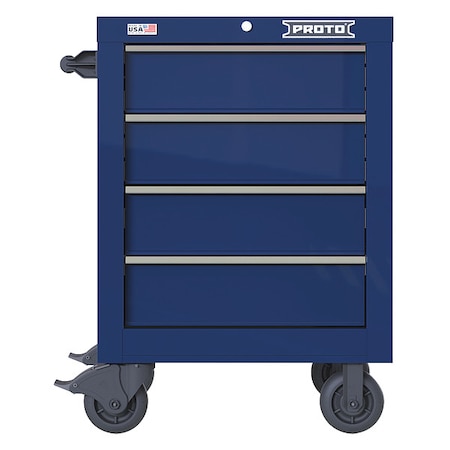 Proto Velocity Rolling Tool Cabinet, 4 Drawer, Blue, Steel, 27 in W x 22-1/2 in D x 38-1/2 in H JSTV2739RS04BL