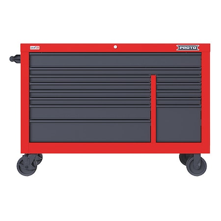 Proto Velocity Rolling Tool Cabinet, 13 Drawer, Red/Gray, Steel, 55 in W x 22-1/2 in D x 38-1/2 in H JSTV5539RD13RG