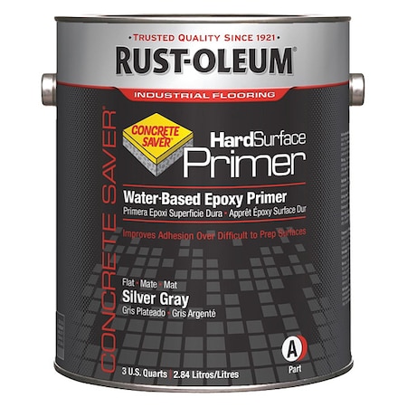 Rust-Oleum Epoxy Primer, Silver Gray, Flat, 3.75 qt, 250 to 350 sq ft/gal, None Series 353859