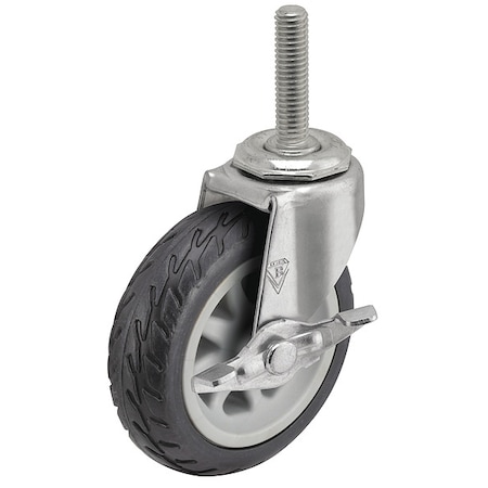 Shepherd Hardware 3" X 13/16" Rubber No-Matic Swivel Caster, Side Brake, Loads Up To 110 lb PRE30634ZN-NOMB