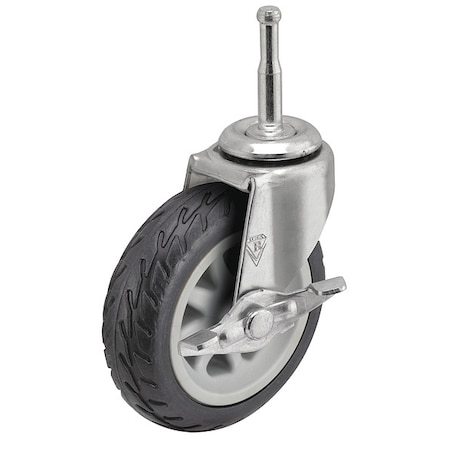Shepherd Hardware 3" X 13/16" Rubber No-Matic Swivel Caster, Side Brake, Loads Up To 110 lb PRE30302ZN-NOMB