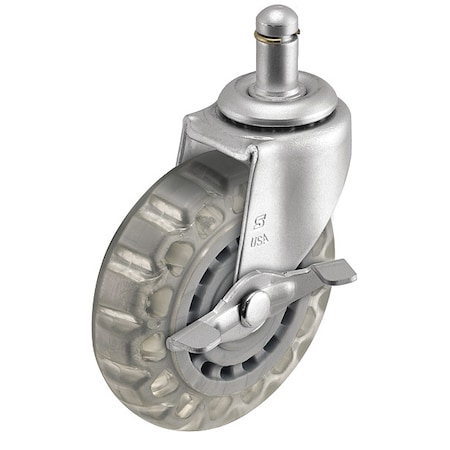 Shepherd Hardware 2" X 13/16" Non-Marking Pvc Swivel Caster, Side Brake, Loads Up To 90 lb PRE20223ZN-VPR01(CG)B