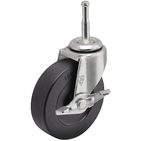 Shepherd Hardware 2" X 13/16" Non-Marking Rubber Soft Swivel Caster, Side Brake, Loads Up To 80 lb PRE20302ZN-3RB