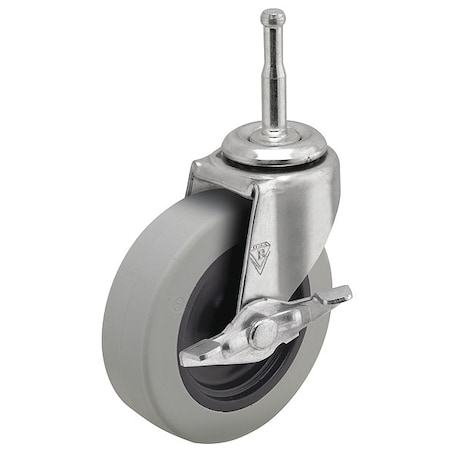 Shepherd Hardware 3" X 13/16" Non-Marking Polyurethane Swivel Caster, Side Brake, Loads Up To 120 lb PRE30302ZN-TPUB