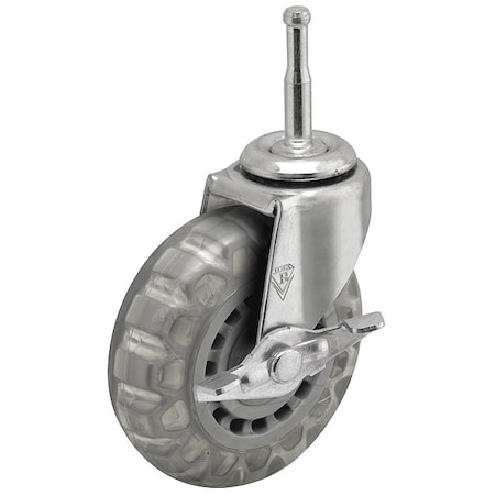 Shepherd Hardware 2" X 13/16" Non-Marking Pvc Swivel Caster, Side Brake, Loads Up To 90 lb PRE20302ZN-VPR01(CG)B