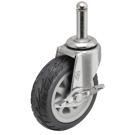 Shepherd Hardware 3" X 13/16" Rubber No-Matic Swivel Caster, Side Brake, Loads Up To 110 lb PRE30273ZN-NOMB