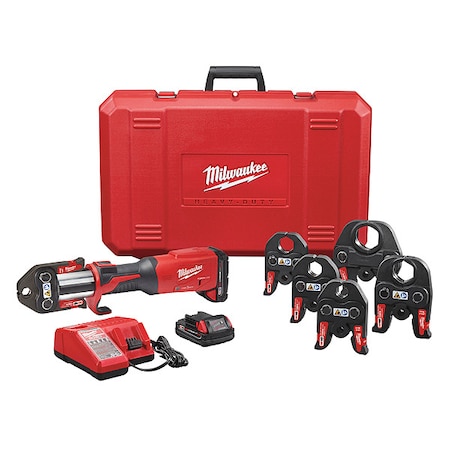 Milwaukee Tool M18 FORCE LOGIC Standard Cordless Press Tool Kit, For 1/2 in to 4 in Pipes/Tubes, 18V DC, 11PCS 2922-22