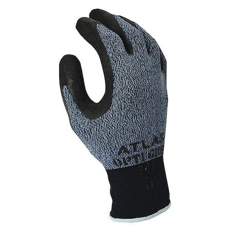 Showa Coated Glove, Latex, Rough, Palm and Fingers, Not Rated Abrasion Level, Black/Gray, L (8) 1 PR 341L-08-V