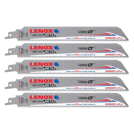 Lenox 9 in L x 10 TPI Reciprocating Saw Blade, 5 PK LXAR9110CT