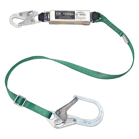 Msa Safety V-SERIES(TM) Shock-Absorbing Lanyard, Snap Hook, Aluminum, 1 Leg(s), 310 lb Weight Capacity 10211486