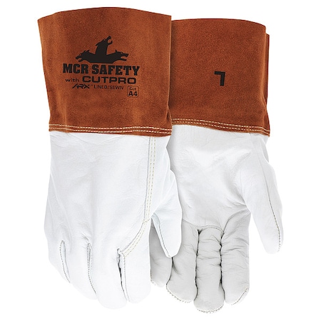 Mcr Safety 4955H Welding Leather Glove, Gauntlet Cuff, Wing Thumb, Premium Cowhide, XL, 12 PK 4955HXL