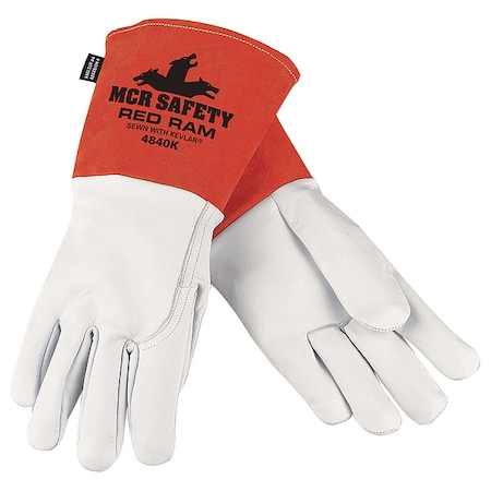 Mcr Safety 4840K Welding Leather Glove, Gauntlet Cuff, Straight Thumb, Premium Goatskin, 2XL, 12 PK 4840KXXL