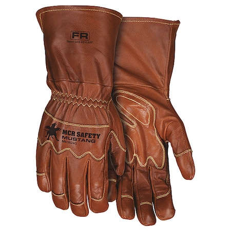 Mcr Safety Leather Drivers Gloves, Goatskin ( Double Palm ), Gauntlet, Wing Thumb, Gunn - Full Back Cut, Brown MU3624GL