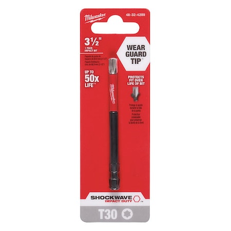 Milwaukee Tool 3-1/2 in. TORX T30 SHOCKWAVE Impact Duty Power Bit (1 pk) 48-32-4289