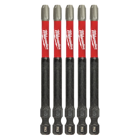Milwaukee Tool 3-1/2 in. Phillips No 3 SHOCKWAVE Impact Duty Power Bit (5 pk) 48-32-4566