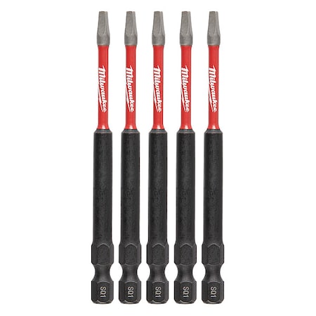 Milwaukee Tool 3-1/2 in. Square Recess No 1 SHOCKWAVE Impact Duty Power Bit (5 pk) 48-32-4575