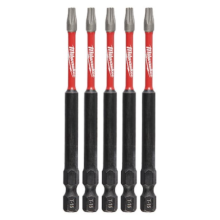 Milwaukee Tool 3-1/2 in. TORX T15 SHOCKWAVE Impact Duty Power Bit (5 pk) 48-32-4577