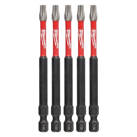Milwaukee Tool T25 TORX SHOCKWAVE Impact 3-1/2" Power Bits (5 pk) 48-32-4579