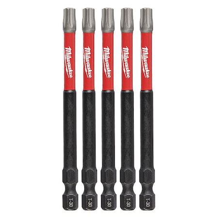 Milwaukee Tool 3-1/2 in. TORX T30 SHOCKWAVE Impact Duty Power Bit (5 pk) 48-32-4580