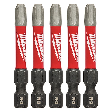 Milwaukee Tool 2 in. Phillips No 3 SHOCKWAVE Impact Duty Power Bit (5 pk) 48-32-4639