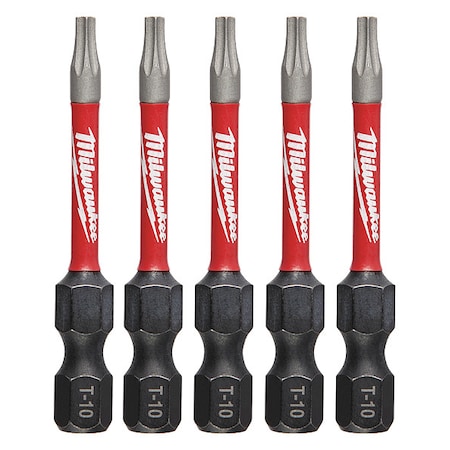 Milwaukee Tool 2 in. TORX T10 SHOCKWAVE Impact Duty Power Bit (5 pk) 48-32-4682