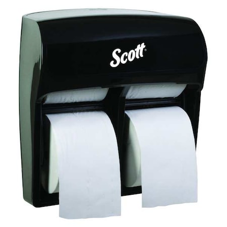 Scott Pro High-Capacity Toilet Paper Dispenser 4 Roll (44518), Black, 11.25" x 12.75" x 6.19" (Qty 1) 44518